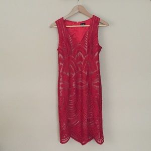 NWOT Bardot Red Mesh Lace Dress Size 6